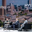 Georgia Department of Economic Development Commissioner Pat Wilson (center right) was joined by Hyundai Motor Group North American top executive José Muñoz (center left) at CES 2024 for the unveiling of the Clean Logistics Project.
