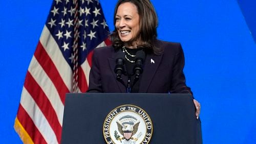 Vice President Kamala Harris speaks during the American Federation of Teachers' 88th national convention, Thursday, July 25, 2024, in Houston. (AP Photo/Tony Gutierrez)