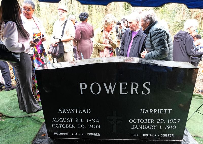 The Athens community gathered to celebrate the recommittal and dedication of a new headstone for Harriet and Armstead Powers Saturday December 2, 2023 at the Gospel Pilgrim Cemetery in Athens, GA. Powers was an emancipated slave whose quilts can be seen at the Smithsonian Museum and the Museum of Fine Arts in Boston. 

credit: Nell Carroll for the AJC