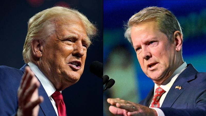 Former President Donald Trump, left, and Georgia Gov. Brian Kemp. (AP and AJC)