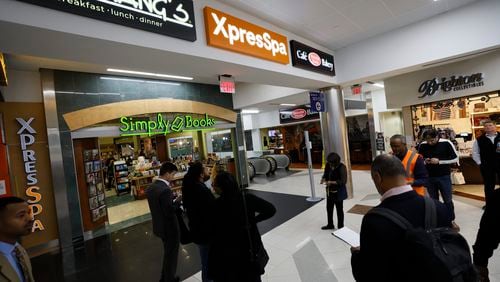 Business representatives took notes on spots that will become available for new concessions businesses during a tour held by Hartsfield-Jackson Atlanta International Airport on Monday, March 11, 2024. Miguel Martinez /AJC