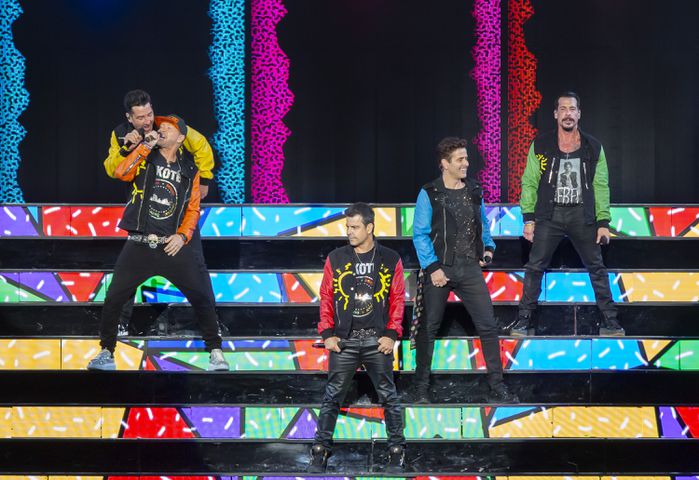 New Kids on the Block cranked out the hits to a packed house of neon clad fans at Ameris Bank Amphitheatre in Alpharetta on Friday, July 26, 2024. (RYAN FLEISHER FOR THE ATLANTA JOURNAL-CONSTITUTION)